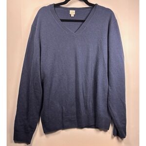 State 100% Cashmere Men's V Neck Sweater Blue Size XLarge